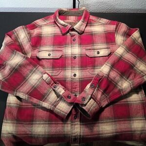 Orvis Mens Tartan Plaid Long Sleeve Button Up Pocket Flannel Shacket/Shirt SZ XL